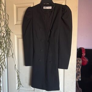 Zara Black Double-Breasted Blazer Dress